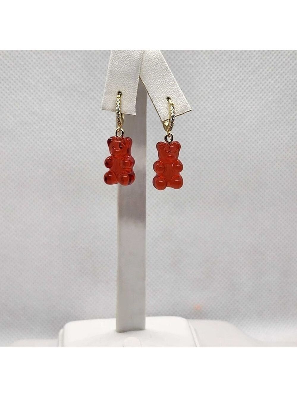 Brand New Sterling Silver 925 RED Teddy Bear Huggy Earrings